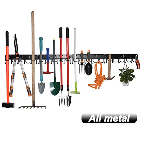 YueTong 68" All Metal Garden Tool Organizer,Adjustable Garage Wall Organizers and Storage,Heavy Duty Wall Mount Holder with Hooks for Broom,Rake,Mop,Shovel(4 Pack) - size: 68" organizer