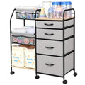 Fabuday Baby Diaper Caddy Organizer Cart - 4 Tier Rolling Diaper Cart with Wheels, Baby Essentials Organizers and Storage, Mobile Utility Carts for Bedside, Crib Nursury, Bedroom, Changing Table