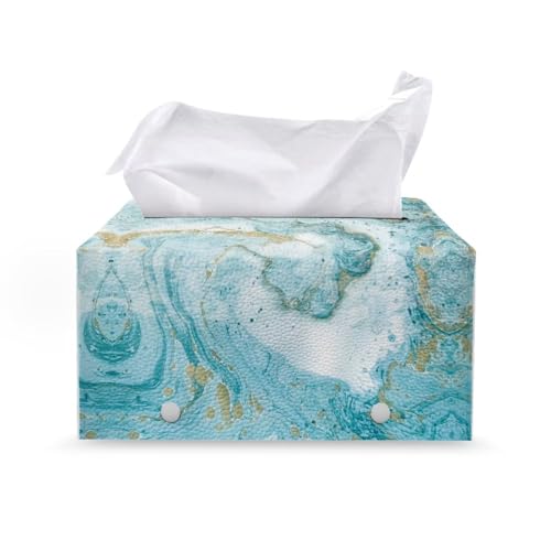 Marble Print Rectangle Tissue Box Cover Modern PU Leather Rectangular Tissue Box Waterproof Tissue Cover Decorative Holder Organizer for Bathroom Vanity Countertop - color: Marble Print 1