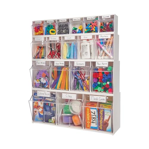 Deflecto Tilt Bins, Interlocking 5-Bins, 23" x 5" x 6.5 ", White (20503OP) - style: 5 Bins