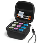 9 Slots Peptide Case, Insulin Vial Protector Fridge Holder Storage Case for Diabetics Standard 10ml U-100 Vials, Insulin Vial Organizer Bag Insulin Carrying Case with Wrist Strap (Black)