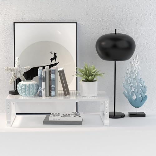 Jojocross Expandable Cabinet Shelf Organizer Storage Spice Rack Shelves for Kitchen Stackable Adjustable Pantry Cupboard Bathroom Countertop Desktop(2Packs/White/Medium-with Hole) - color: 2 Packs/White With Hole, size: MEDIUM:7.88"D x 16.6~26.5"W x 6.1"/