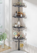Sturdy Shower Caddy - 4 Tier Adjustable Organizer, Rustproof Stainless Steel, 32-122 Inch - color: Grey