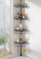 Sturdy Shower Caddy - 4 Tier Adjustable Organizer, Rustproof Stainless Steel, 32-122 Inch - color: Grey