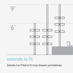 simplehuman 9' Tension Pole Shower Caddy, Stainless Steel and Anodized Aluminum - size: 9 ft