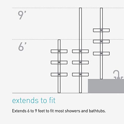 simplehuman 9' Tension Pole Shower Caddy, Stainless Steel and Anodized Aluminum - size: 9 ft