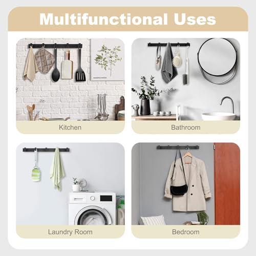Coat Rack Wall Mount, Metal Coat Hanger with 5 Hooks, Heavy Duty, Black, 1 Pcs