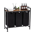 Laundry Hamper with Shelf, Laundry Basket 3 Section, Laundry Sorter, Cloest Storage and Organization, Clothes hamper with Table, for Bathroom, Bedroom, Restroom, Black - size: 33.2 x 13 x 28.4 Inches