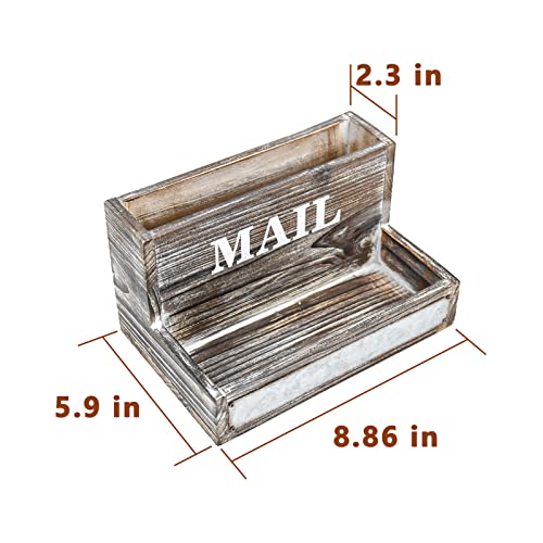 OKSQW Farmhouse Wood Desktop Desk Mail Organizer with 2-Slot Desktop Mail Sorter Holder File Organizer Bill Paper Folder Office Desk Accessories Rustic Office Supplies Home Decor - color: Dark Brown Mail Storage Big