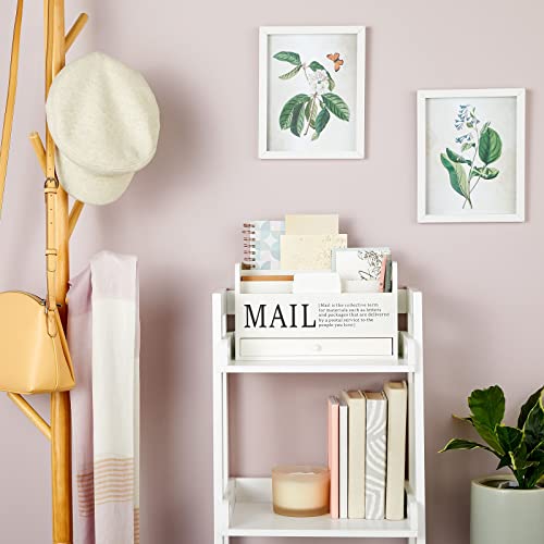 Juvale Wooden 3-Tier Countertop Mail Organizer - Desktop Organizer with Drawer for Paper & Supplies - Wall-Mount Mail Holder for Envelopes & Letters - White, 11 x 7 x 4 in