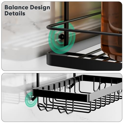 Shower Caddy 3 Pack Adhesive 304 Stainless Steel Shelves No Drill Durable Large Capacity Shower Rack Organizer Soap Holder Quick Dry Rustproof Bathroom Storage(Black) - color: Black, size: 3 Pack