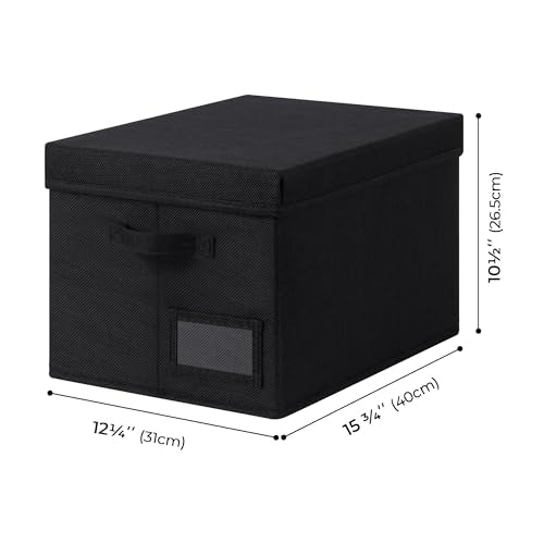 GRANNY SAYS Storage Bins with Lids, Storage Bins for Linen Closet Shelves, Decorative Storage Boxes with Label, Clothes Storage and Organization for Organizing, 3-Pack, Large, Black - color: Black, size: Large