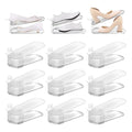 12 Pack Shoe Slot Organizer, Shoe Stackers for a Pair of Shoes, Adjustable Double Layer Stack Shoe Racks Space Saver, Storage Clear Shoe Holder for Closet Organization