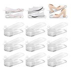 12 Pack Shoe Slot Organizer, Shoe Stackers for a Pair of Shoes, Adjustable Double Layer Stack Shoe Racks Space Saver, Storage Clear Shoe Holder for Closet Organization