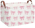 Sanjiaofeng Rectangular Kids Basket Pink Storage Bins,Girls Storage Baskets with Handles.Clothers,Toys,Books,Kid's Gifts Storage. (Pink Bowknot) - color: Pink Bowknot