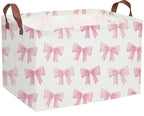 Sanjiaofeng Rectangular Kids Basket Pink Storage Bins,Girls Storage Baskets with Handles.Clothers,Toys,Books,Kid's Gifts Storage. (Pink Bowknot) - color: Pink Bowknot