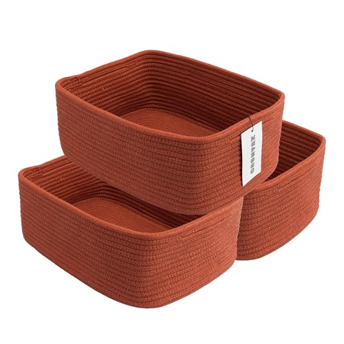 XUANGUO Small Woven Storage Baskets 13“X9”X5“ Decorative Rope Bins for Organizing Shelves, Closets, and Toys, Empty Gift Baskets, Cute Organizer Basket for Home and Office (rustic, Large) - color: rustic, size: Large