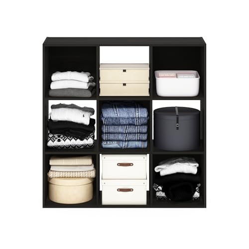 Furinno PELLI Closet Organizers and Storage, 9-Cube Closet Organizer, Open Shelf Closet Storage, for Wardrobe, Bedroom, Living Room, Espresso - color: Espresso, size: 9-Cube