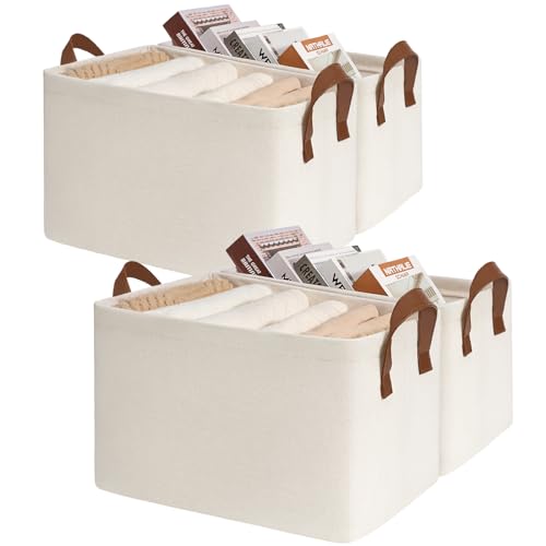 CHICVITA Closet Storage Bins Storage Baskets for Shelves, Baskets for Organizing, Closet Organizers and Storage, Cube Storage Bins, 16 ¾" L x 11" W x 9 ¾" H, Beige, 4-Pack - color: Beige 4-Pack, size: 16 ¾" L x 11" W x 9 ¾" H