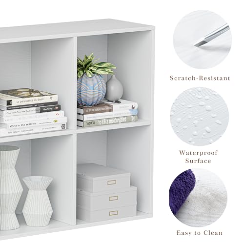 VDNEND Wooden Cube Storage Organizer with Closed Back Panel, 11in Cube Shelf Opening, Bookshelf, Display Shelf,Closet Cabinet for Home and Office (Embossed White, 6-Cube 35.98L*9.45W*24.09H) - color: Embossed White, size: 6-Cube 35.98L*9.45W*24.09H