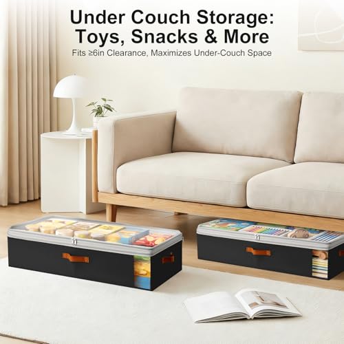 Under Bed Storage Bins - 98L Height-adjustable Under Bed Storage Containers, Compression Blanket Storage Comforter Storage Sweater Storage, Clothes Storage Bins With Clear Window, 2 Pack Black - color: Black, size: 2 Pack