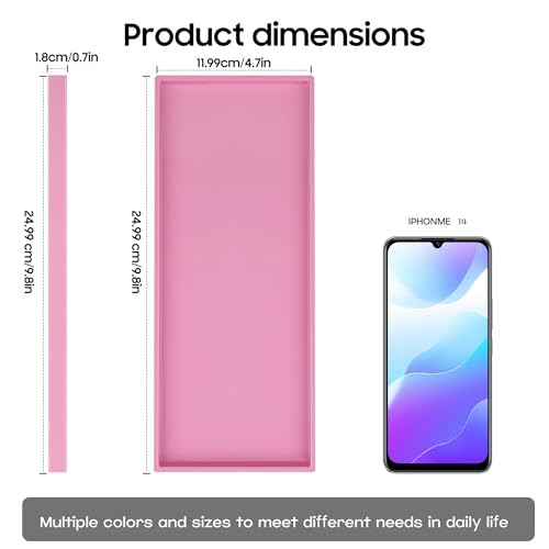 Vanity and Bathroom Tray, 9.8" ABS Countertop Organizer,Waterproof Vanity Tray for Toilet Tank,Perfume,Soap,Keys,Bathroom Accessories,Kitchen and Bath Trays,Non Slip Small Trays,Pink - color: Pink, size: 9.8" x 4.7" x 0.7"