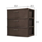 Sterilite 3 Drawer Wide Weave Storage Tower, Plastic Drawers to Organize Clothes in Bedroom, Closet, 2-Pack, Brown - size: 2 Pack