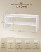 VASAGLE Shoe Rack for Closet, Stackable Shoe Organizer Shelf for Entryway, 2 Tiers, 11.7 x 32.3 x 14.2 Inches, White ULBS060WZ01S - size: 2 Tiers (32.3"W)