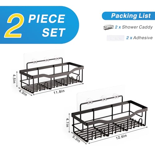EUDELE Shower Caddy 2 Pack, Adhesive Organizer for Bathroom Storage&Home Decor&Kitchen organizers and storage, No Drilling, Large Capacity, Rustproof Stainless Steel Organizer, Decor Sets - color: Dark Brown-2pcs