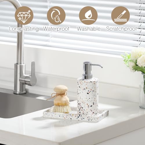 Luxspire Bathroom Vanity Tray, 8 x 4 inch Resin Kitchen Sink Tray for Soap Dispenser Bathroom Countertop Organizer Plate Holder for Perfume Soap Towel Bathroom Accessories, Mini, Terrazzo - color: Terrazzo, style: Mini