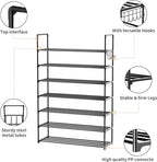 Metal Shoe Organizer,7 Tiers Shoe Storage Shoe Rack with Hooks,Fit 24-30 Pairs,Adjustable Shoe Shelf for Entryway,Hallway,Bedroom,Metal Bottom Support - size: 7 Tier