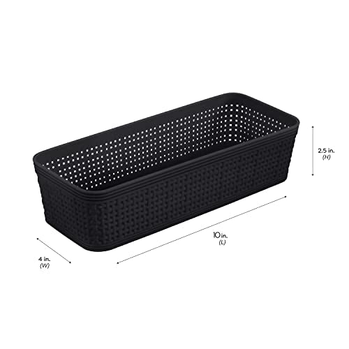 Simplify 10 Piece Organizing Set | Multiple Size Bins | Multipurpose | Office | Desk | Dorm | Bathroom | Storage Basket | Small Items | Accessories | Black - size: 10 Piece