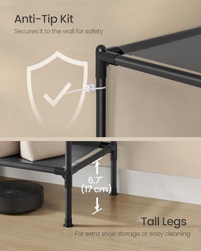 SONGMICS Clothes Rack, Portable Closet, Heavy-Duty Wardrobe Closet Organizer with Hanging Rails and Shelves, 79.9 Inches Tall, Total Load 297 lb, Easy Assembly, for Bedroom, Ink Black URDR212BZ01 - size: 89.8" L x 17.7"W x 79.9"H