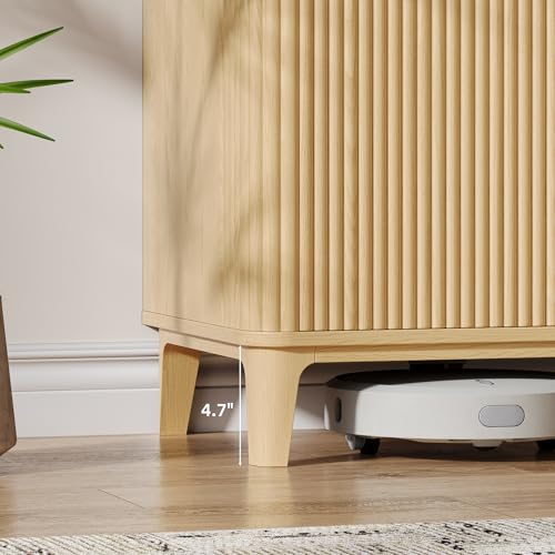 39.4" Fluted Shoe Cabinet Storage with Bench, 2-Tier Entryway Bench with Adjustable Shelves and Detachable Cushioned Seat, Shoe Organizer Bench Cabinet for Entryway, Living Room, Hallway Natural - color: Natural