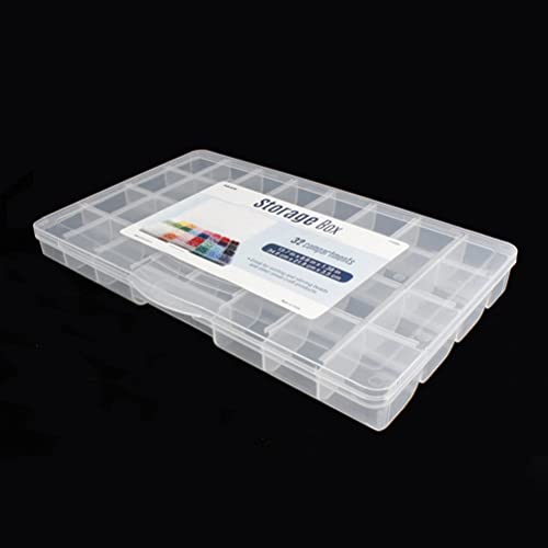 32 Grids Clear Plastic Organizer Box, Craft Storage Container for Beads Organizer, Art DIY, Crafts Jewelry Storage, Fishing Tackles, Rock Collection, 1 Pack - color: 1 Pack