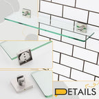 KOKOSIRI Floating Shelves Wall Mount 20-Inch Bathroom Tempered Glass Shelf Shower Storage Kitchen Rack, 2 Pack Brushed Stainless Steel B1107BR-L20-P2 - color: Brushed Nickel, size: 20-Inch(2 Pack)