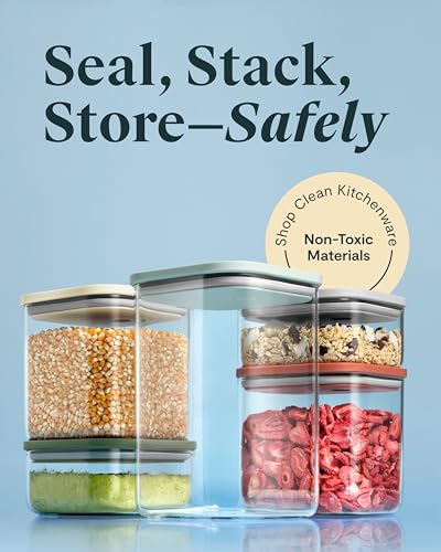 Caraway 13-Piece Glass Airtight Food Storage Containers with Lids – Non-Toxic, BPA-Free Kitchen Storage Containers – Stackable, Space-Saving Airtight Containers for Dry Goods and More - Sage - color: Sage, size: 13-Piece Set