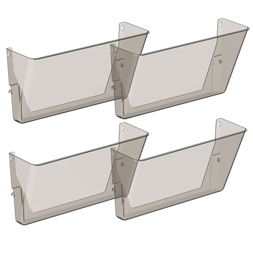 Gawerk Clear Acrylic Single Pocket, Plastic Hanging Wall Mount File Holder for Office Home (Gray, 4 Pack) - color: Gray, size: 4 Pack