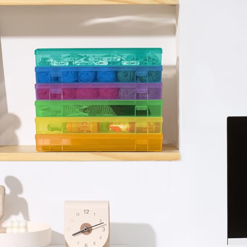 novelinks Plastic Small Storage Bins with Lids for Organizing, Mini Clear Storage Containers and Stackable Storage Box Organizer for Pencil Boxes, Task Boxes, Crayon Boxes (6 Pack Large -Color) - color: 6 Pack Large -Color