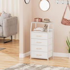 Furnulem Tall 4 Drawers Dresser, Vertical Storage Tower for Bedroom, Hallway, Entryway, Nursery, Closet Organizer, Nightstand Bedside Table Furniture, Sturdy Steel Frame, Wood Top, White - color: White, style: 4 Drawers