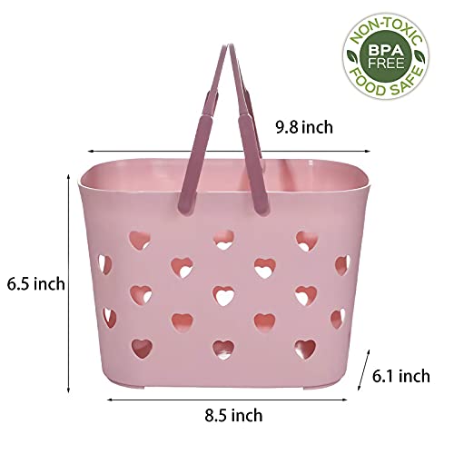 Anyoifax Portable Shower Caddy Tote Plastic Storage Basket with Handle Box Organizer Bin for Bathroom, College Dorm, Pantry, Kitchen, 2 Pack, Pink - color: Pink, size: 2 Pack