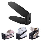 HOMOKUS 20 Pack Shoe Slots Organizer,3-Level Flexible Adjustable Shoe Stackers,Slip-on Shoe Rack,Double Layer Shoe Tray Organizer Holder with 3 Different Height,Space-Saving Shoe Holders (Black) - color: Black
