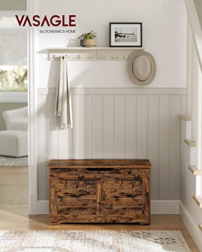 VASAGLE Storage Chest, Storage Trunk with 2 Safety Hinges, Storage Bench, Shoe Bench, Rustic Style, 15.7 x 31.5 x 18.1 Inches, for Entryway, Bedroom, Living Room, Rustic Brown ULSB063T01 - color: Rustic Brown, size: 31.5"W