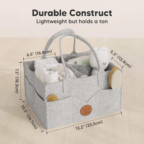 KeaBabies Baby Diaper Caddy Organizer with Handle - Portable Baby Car Organizers and Storage for Nursery, Changing Table, Large Shower Gift Basket for New Mom Gifts & Boy Girl Registry (Classic Gray) - color: Classic Gray