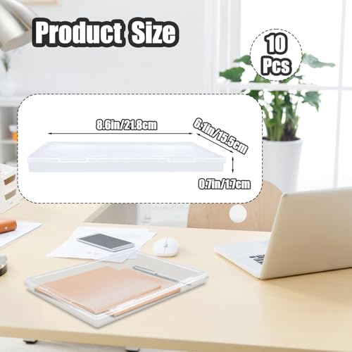 Plastic File Storage Box, 10 Pack Paper Organizer Storage Plastic File Box Scrapbook Storage For Office, Home, Document Organizer (8.58 x 6.1 x 0.67 inches)