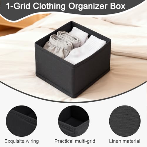 1 Pcs Drawer Organizer Storage Box for Underwear Socks Closet Divider for Wardrobe Dresser Vanity Space Saving Use(Black) - color: Black, size: Small
