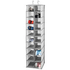 mDesign Soft Fabric Closet Organizer - Holds Shoes, Handbags, Clutches, Accessories - Large, 20 Shelf Over Rod Hanging Storage Unit - Gray
