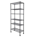 YSSOA Heavy Duty 6-Shelf Shelving with Wheels, with Hanging Hooks, Wire Shelving, Adjustable Storage Units, 29'' D x 14'' W x 70'' H, 6 Tier, Black - size: 6-Tier, 70 inch Taller