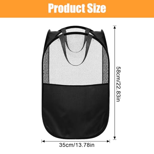 9Pcs Mesh Hamper Pop up Hampers for Laundry Foldable Laundry Basket with Sturdy Handles (Black/White/Blue) Dirty Clothes Baskets for Bedroom College Dorm Travel Storage - color: Black-9PCS