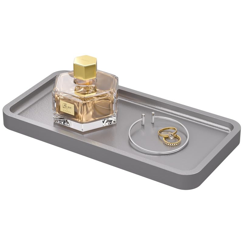 Weenson Small Bathroom Vanity Tray for Countertop Makeup Perfume Jewelry Decor Candle Keys, Bamboo Kitchen Tray for Soap Dispenser Spice, Small Catchall Tray Toilet Tank 7.9"L x 4"W x 0.79"H Silver - color: Silver, size: 7.9" x 4" x 0.8"